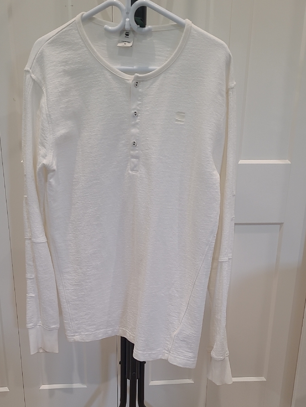 G-STAR White Long Sleeve Henley Top